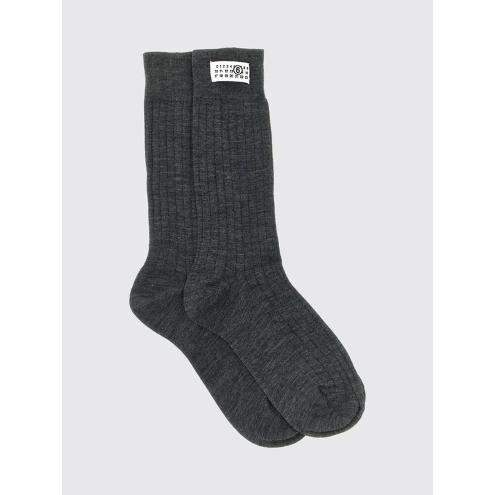 Mm6 Maison Margiela Ribbed Wool-Blend Socks With Numeric Logo
